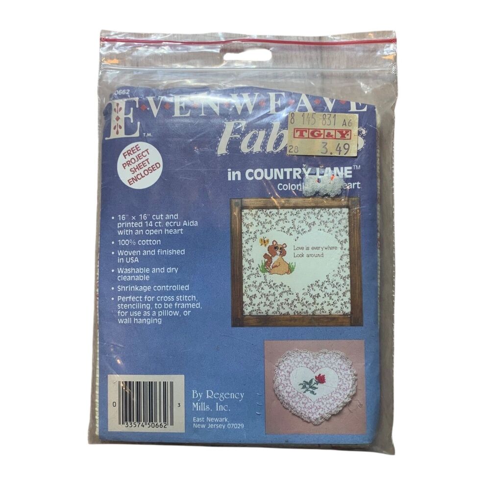 Regency Mills Evenweave Cross Stitch Printed Fabric 16x16 Cotton